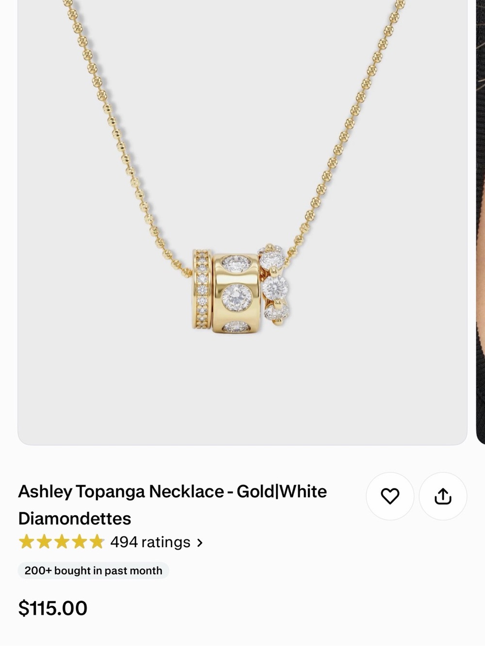 BNWT Melinda Maria “Ashley Topanga” Gold and White Diamondettes Necklace